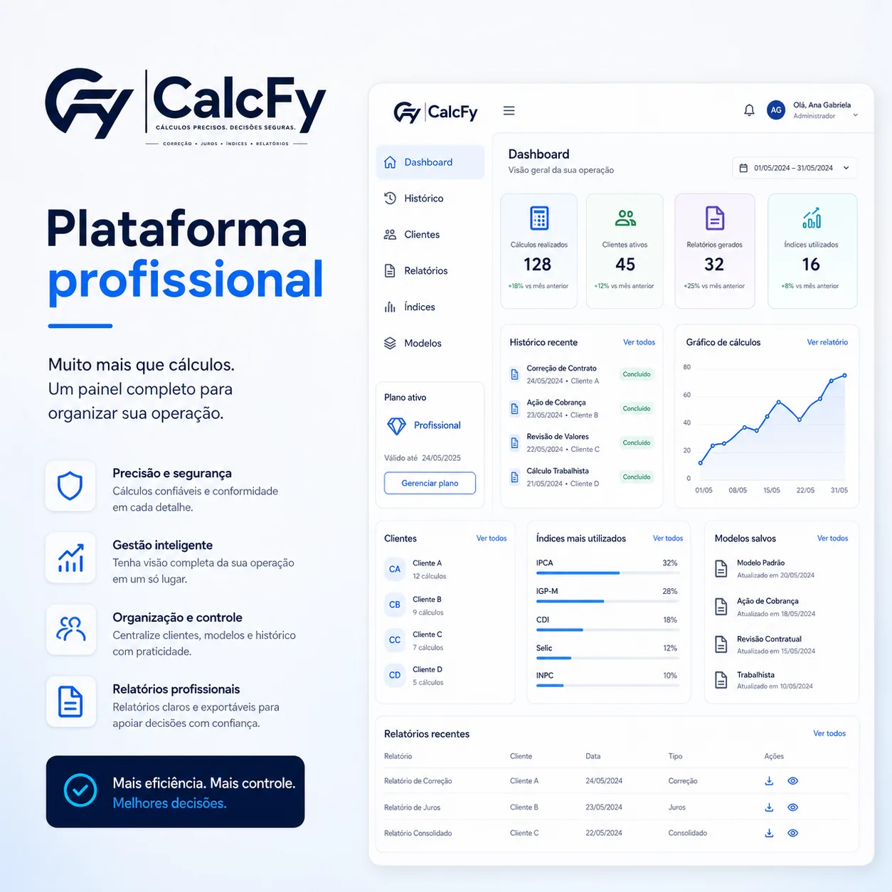 Interface profissional do CalcFy